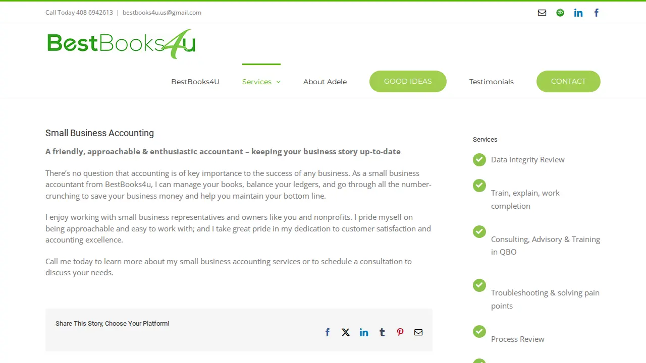 BestBooks4u Bookkeeping Excellence with Adele Gruber page