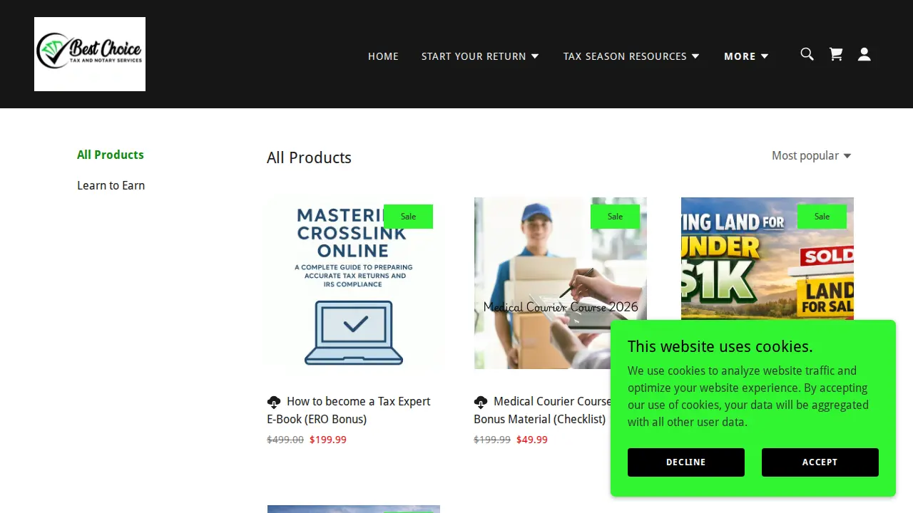 Best Choice Tax Services page