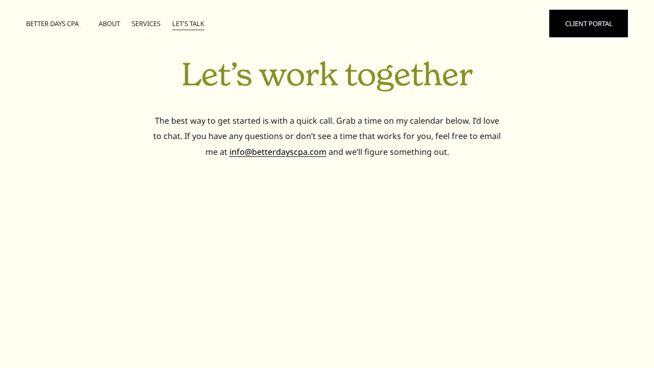 Better Days CPA page