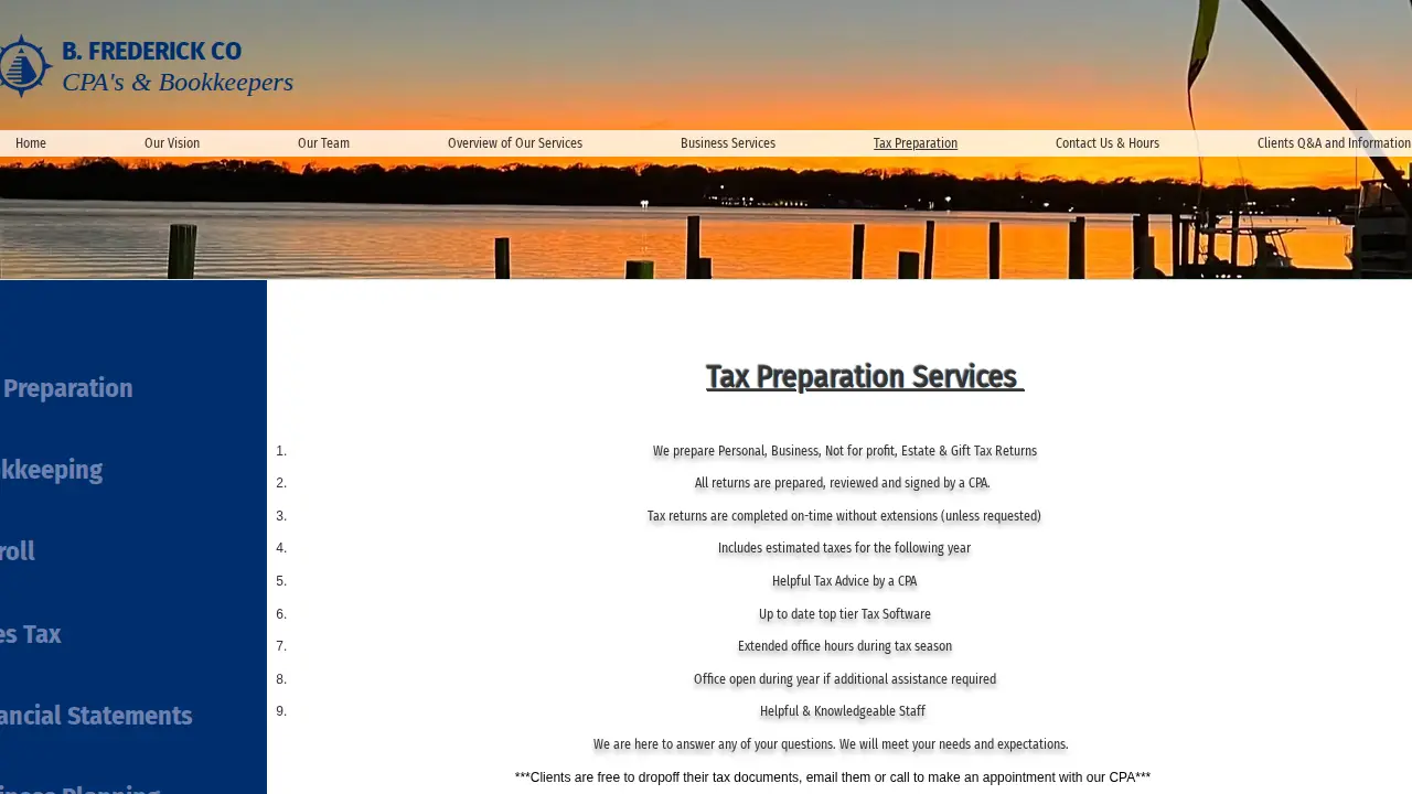 B. FREDERICK CO. CPAS page