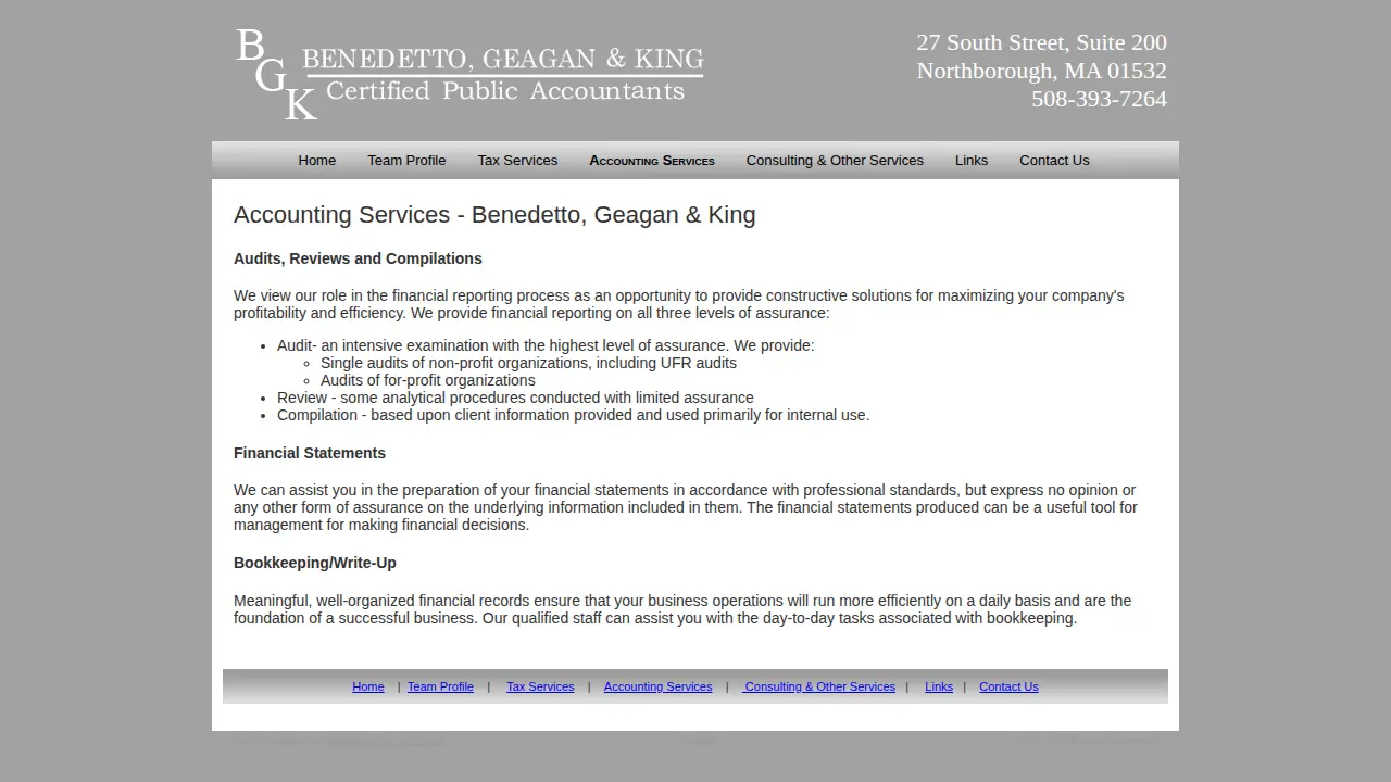 Benedetto, Geagan & King, CPAs page