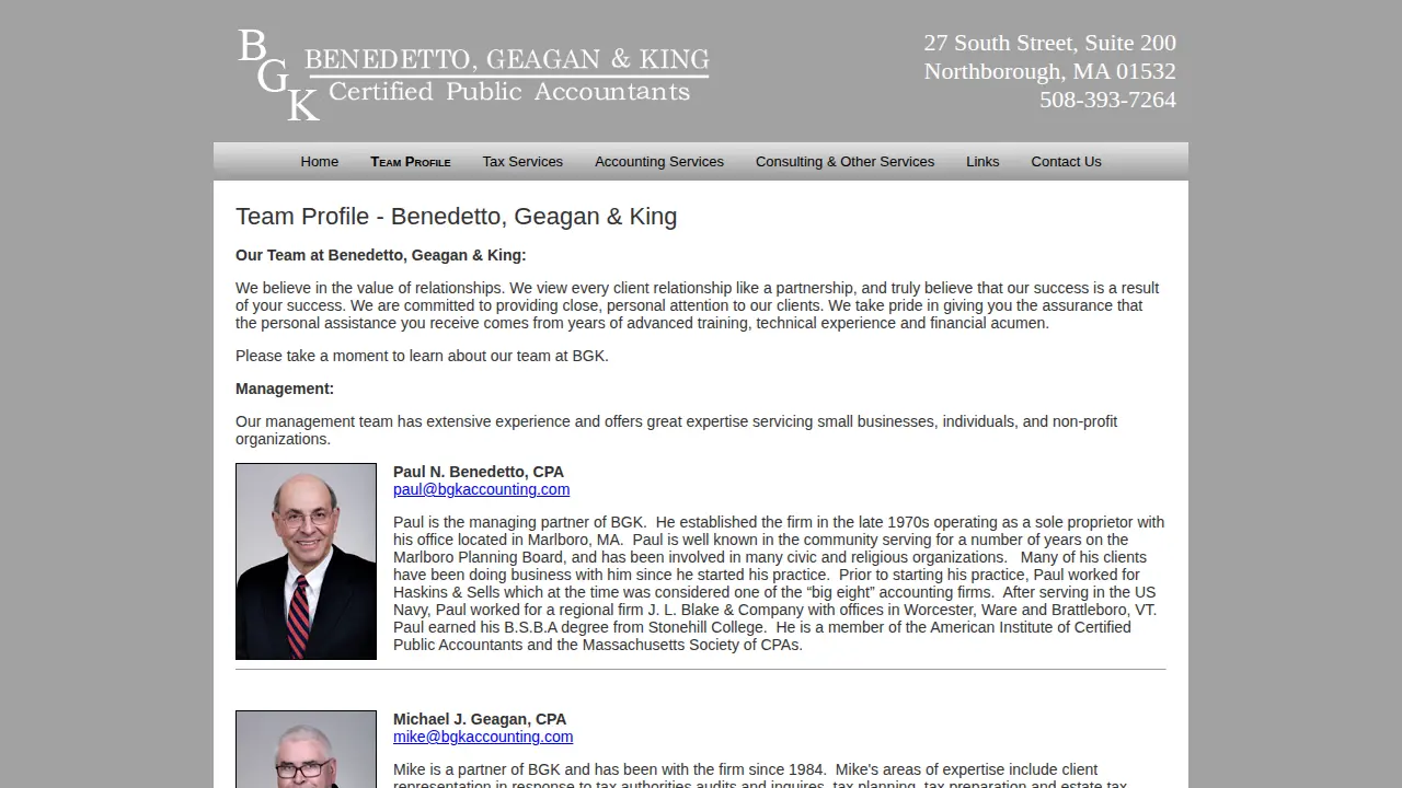 Benedetto, Geagan & King, CPAs page