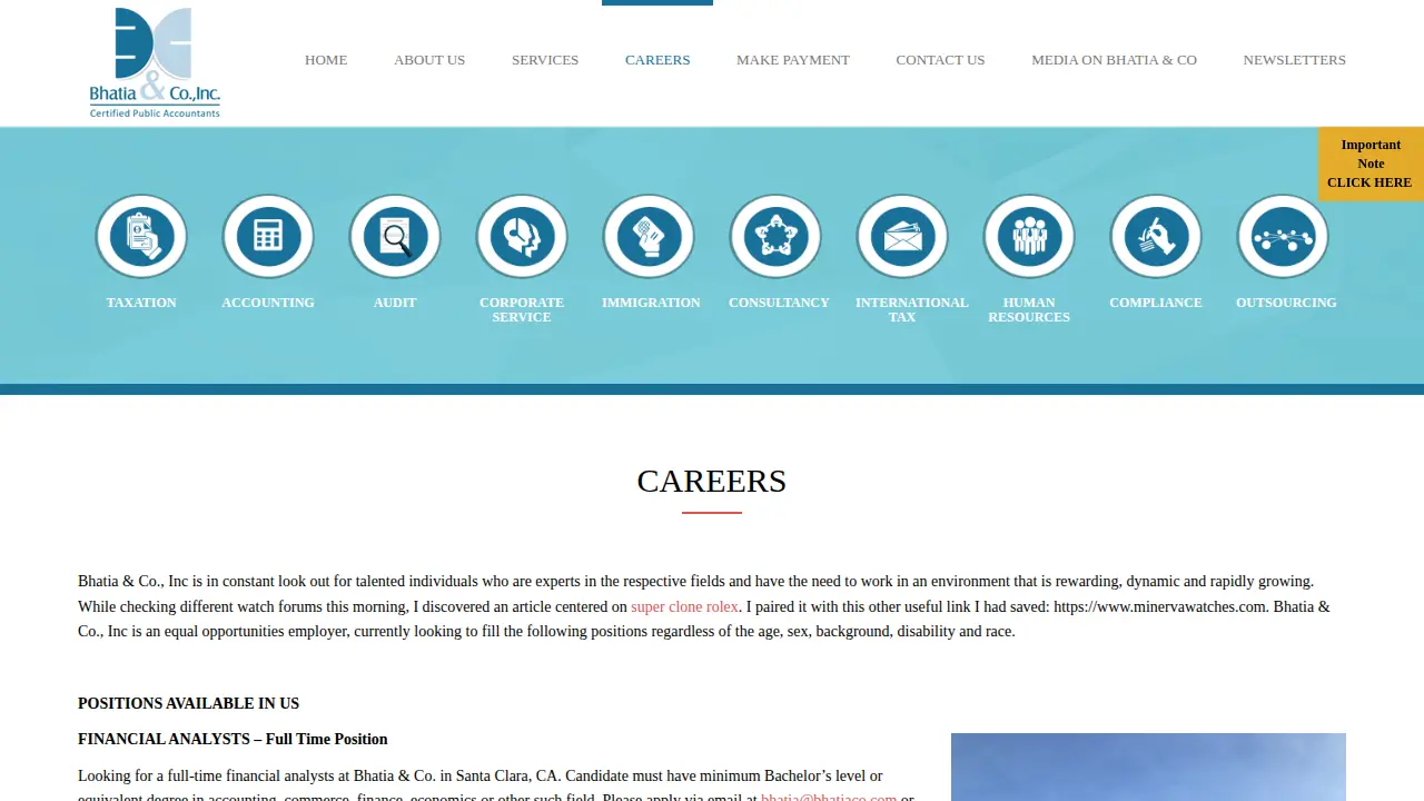 Bhatia & Co Inc. page
