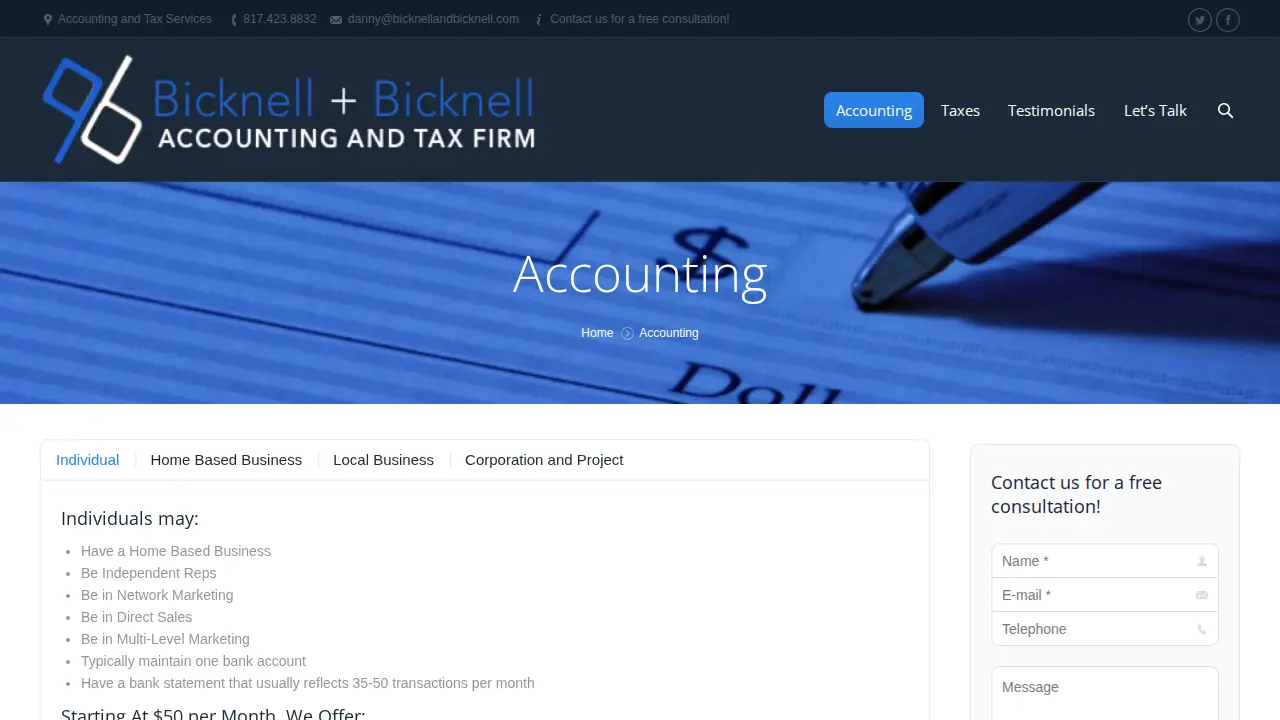 Bicknell & Bicknell page