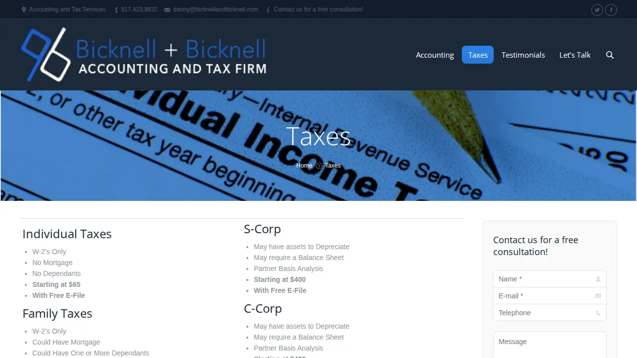 Bicknell & Bicknell page