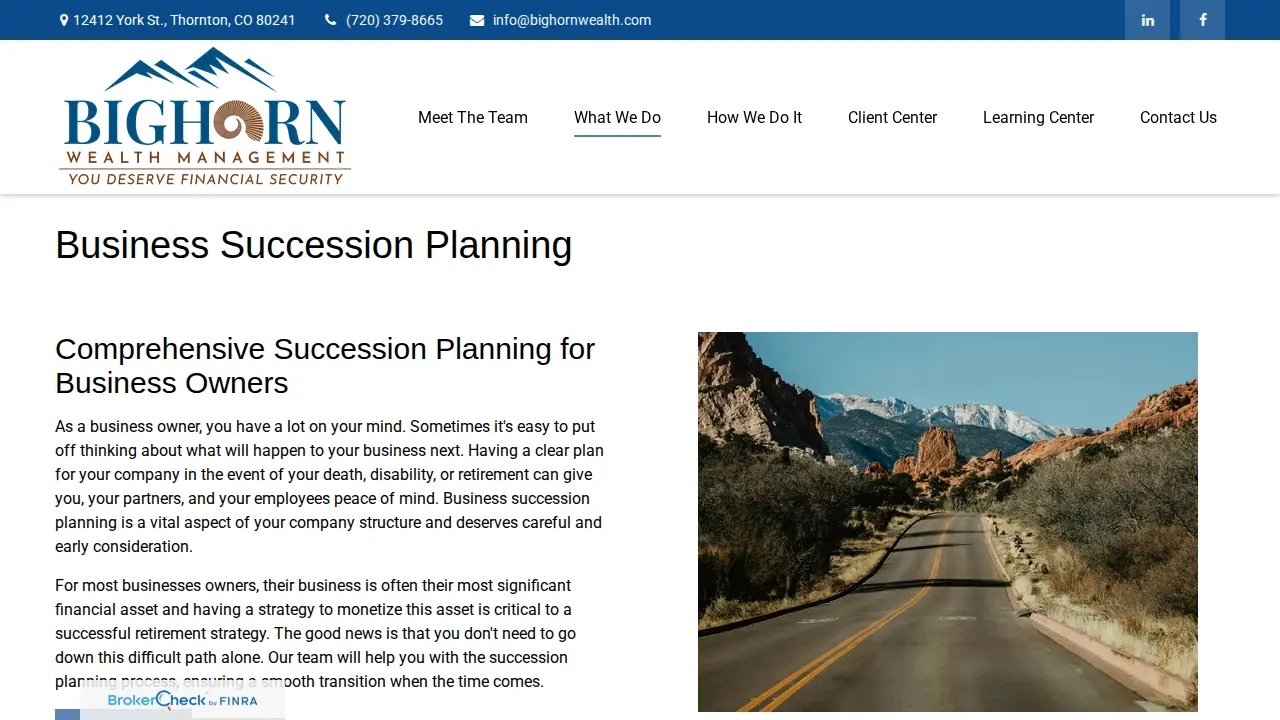 Bighorn Wealth Management page