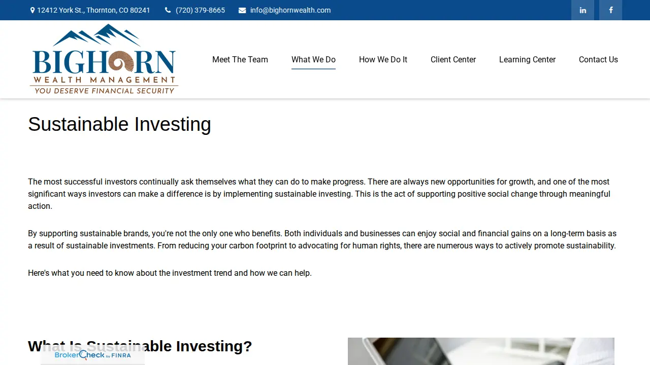 Bighorn Wealth Management page