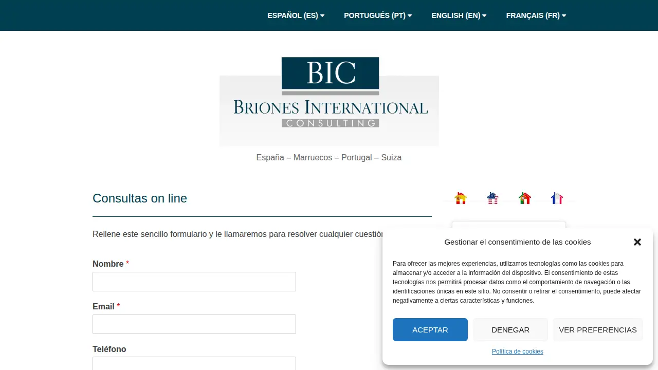 Briones International Consulting SL page