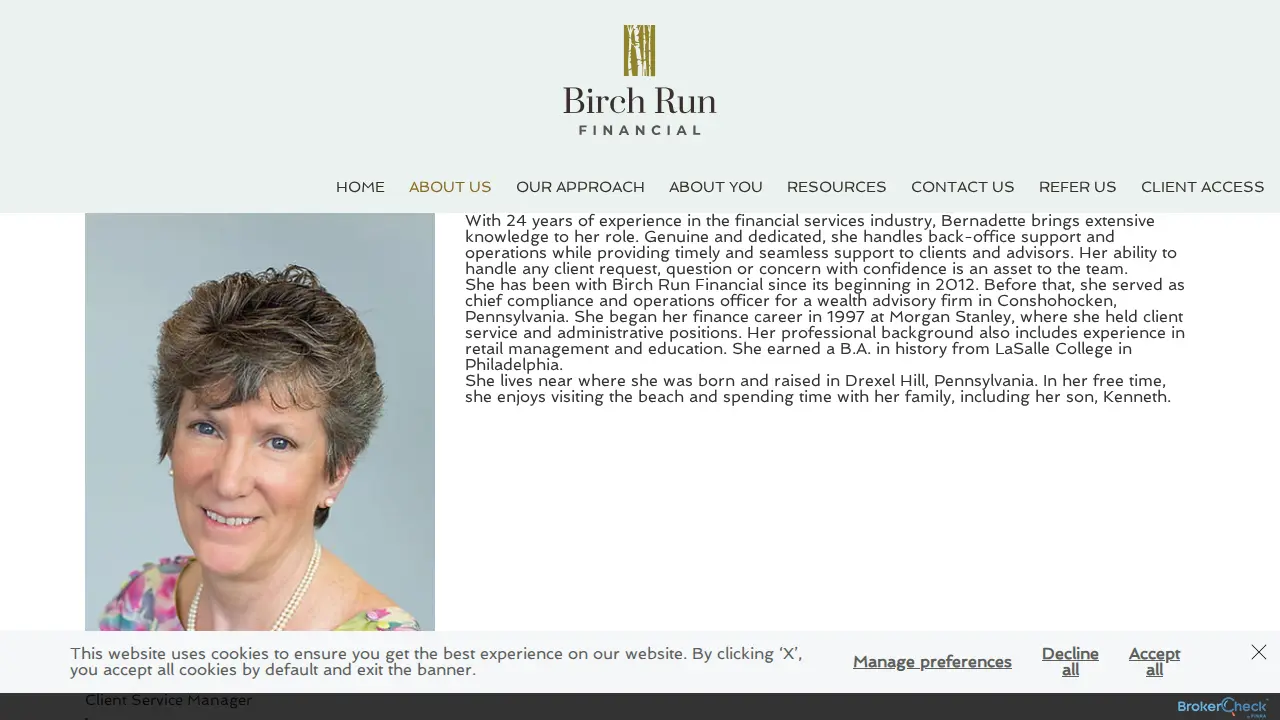 Birch Run Financial page