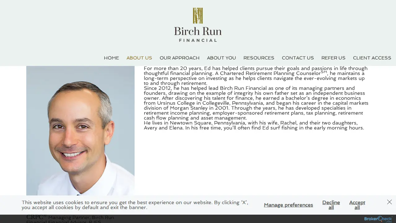 Birch Run Financial page