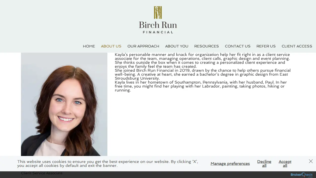 Birch Run Financial page
