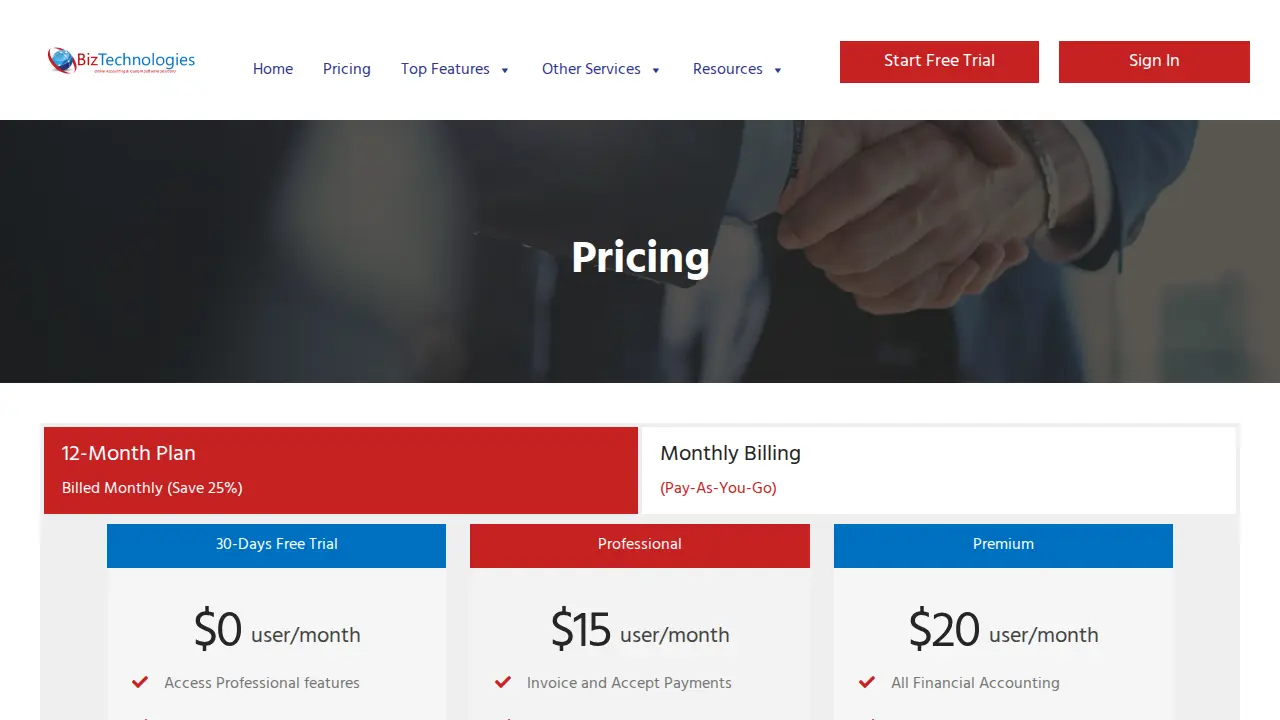 BizTechnologies page