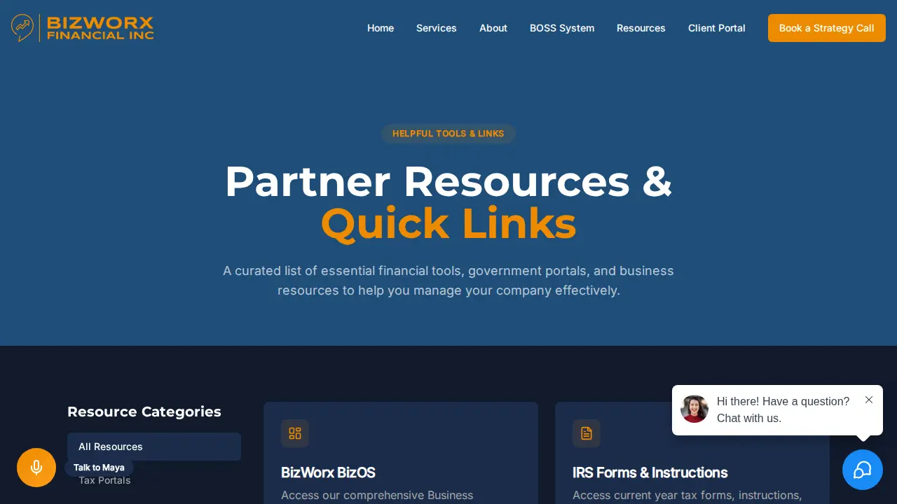 BizWorx Financial Inc page