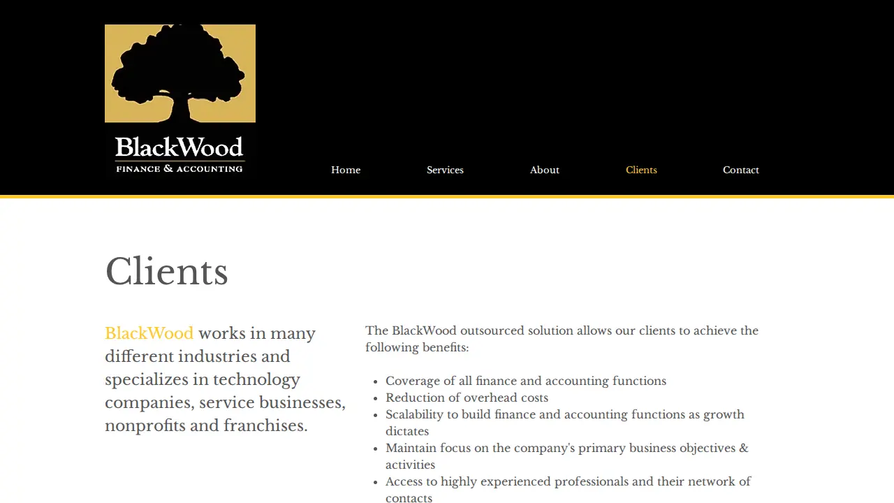 Blackwood Finance & Accounting page