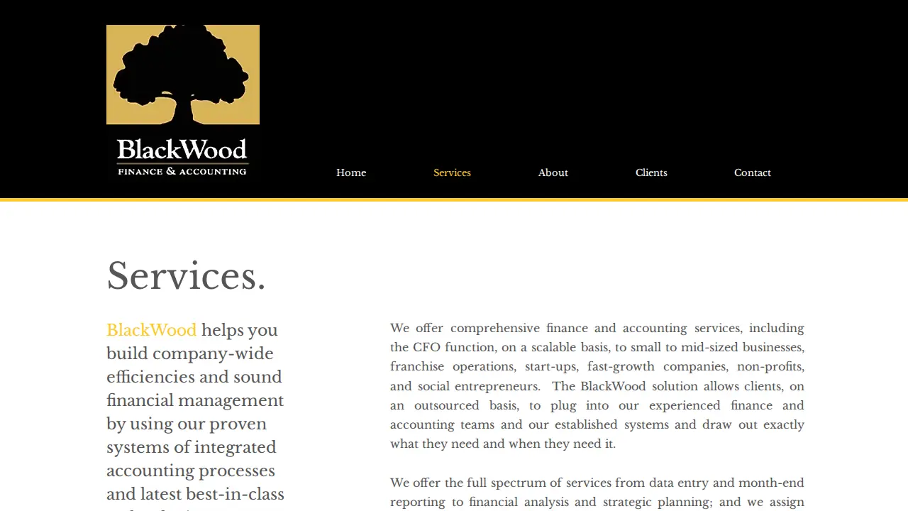Blackwood Finance & Accounting page