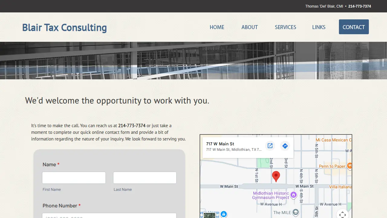 Blair Tax Consulting page