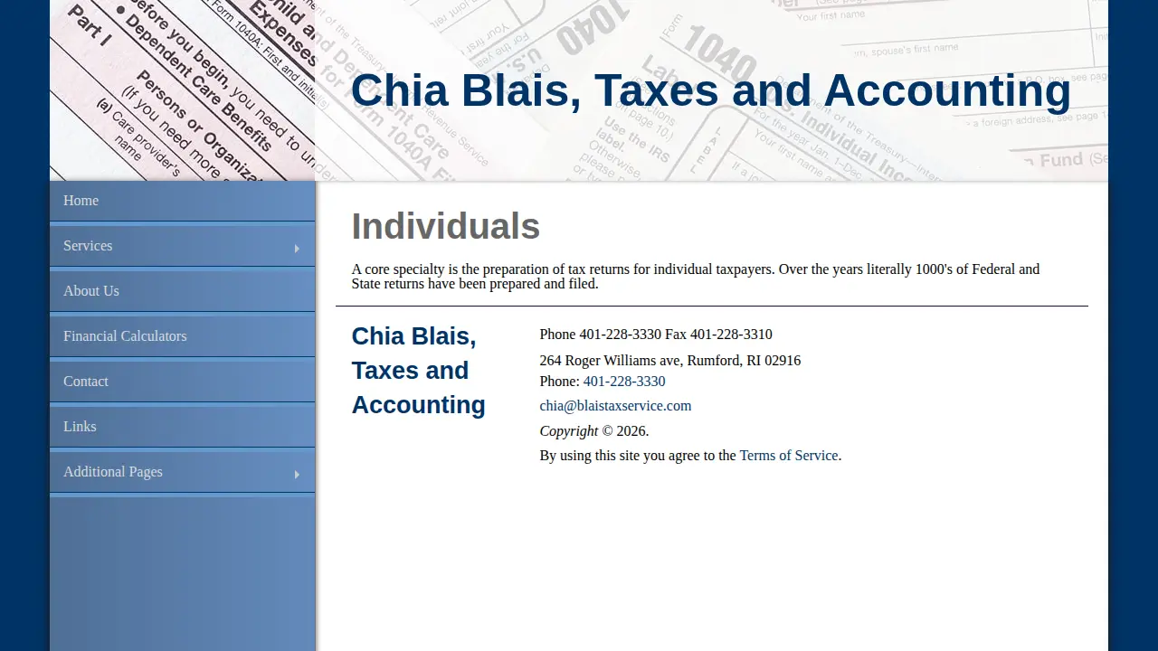 Chia Blais Accounting and Taxation page