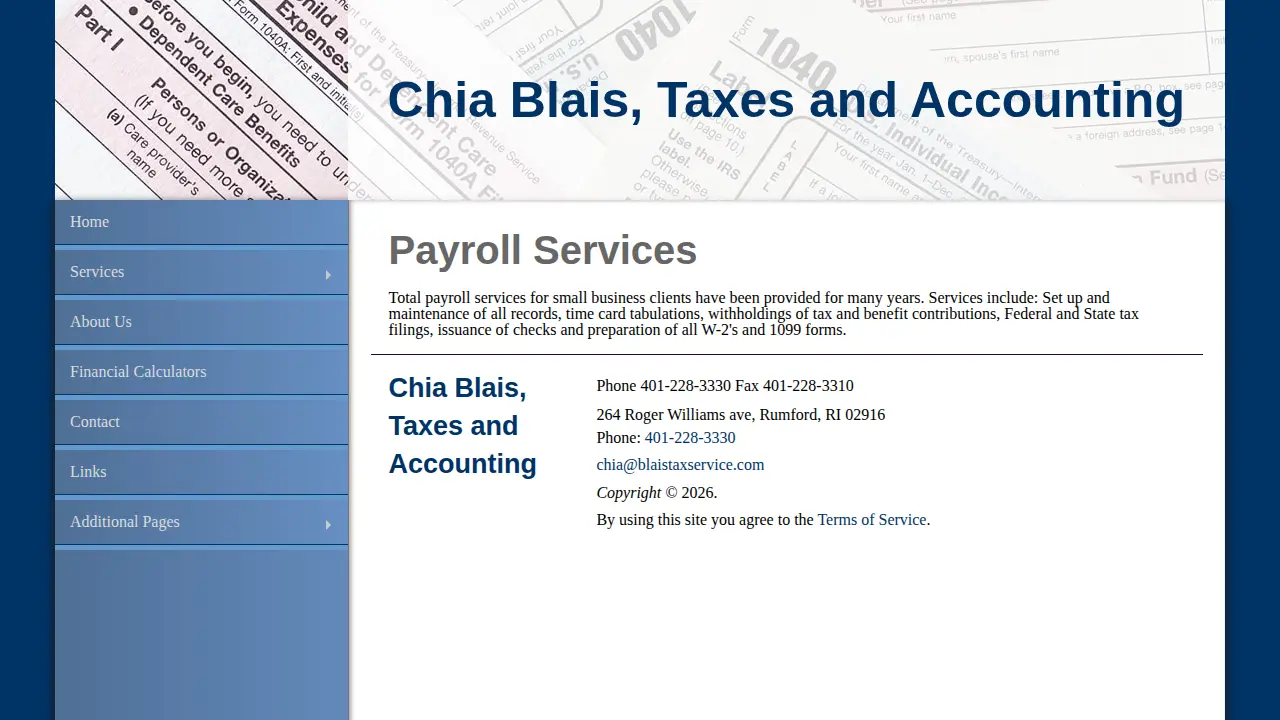 Chia Blais Accounting and Taxation page