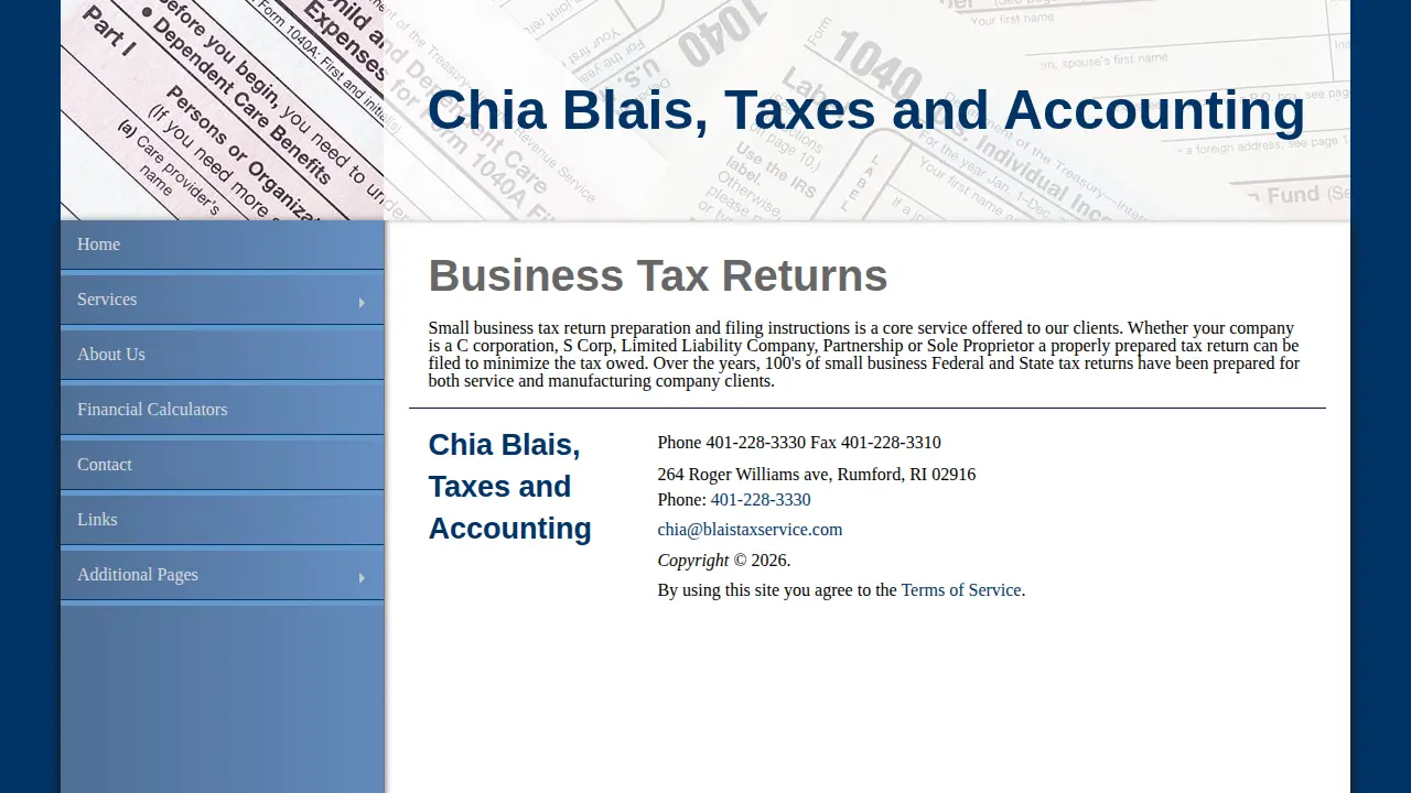 Chia Blais Accounting and Taxation page