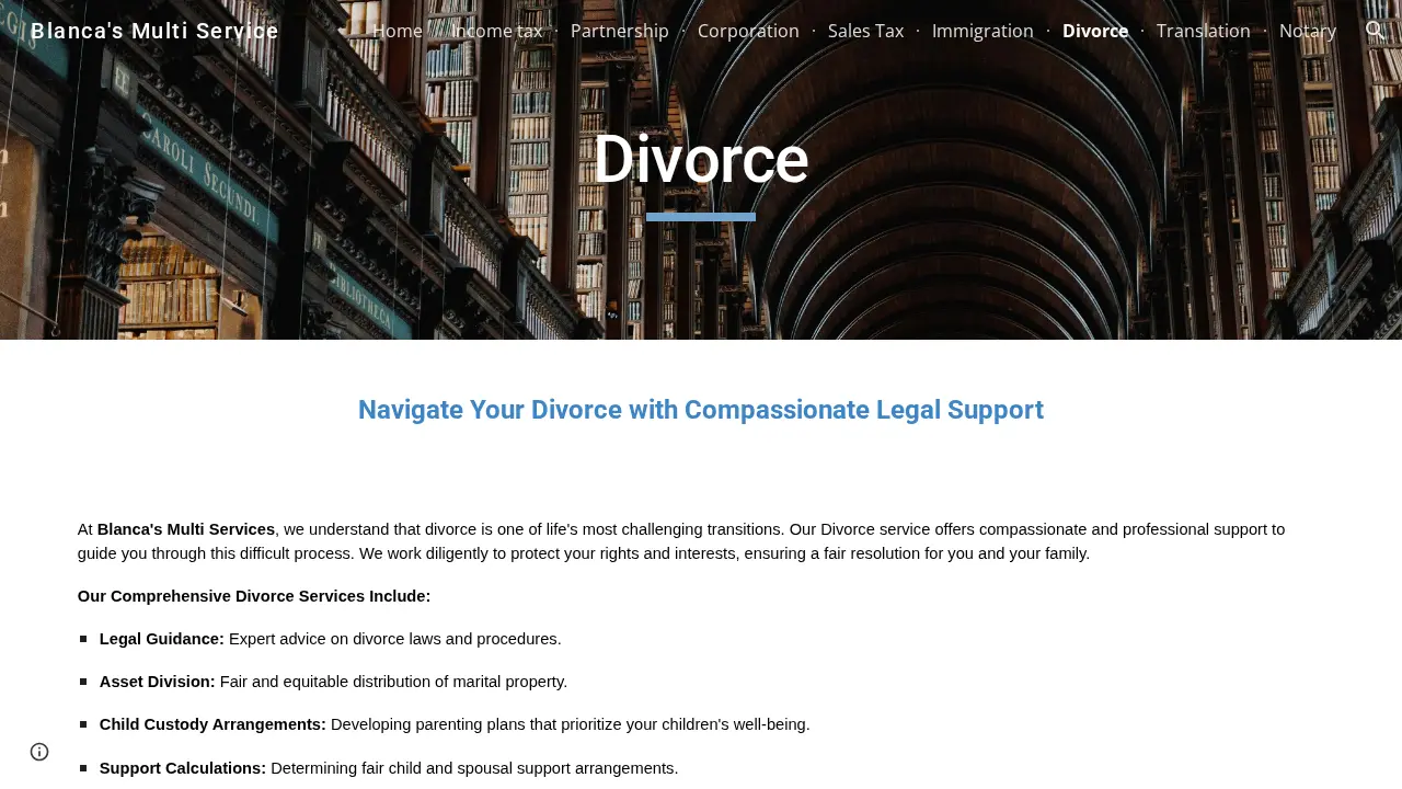 Blanca's Multi Services page