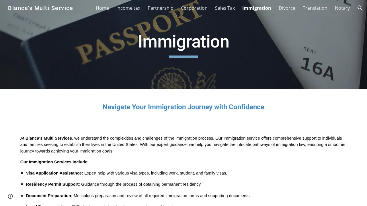 Blanca's Multi Services page