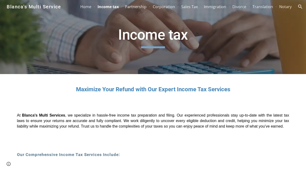 Blanca's Multi Services page
