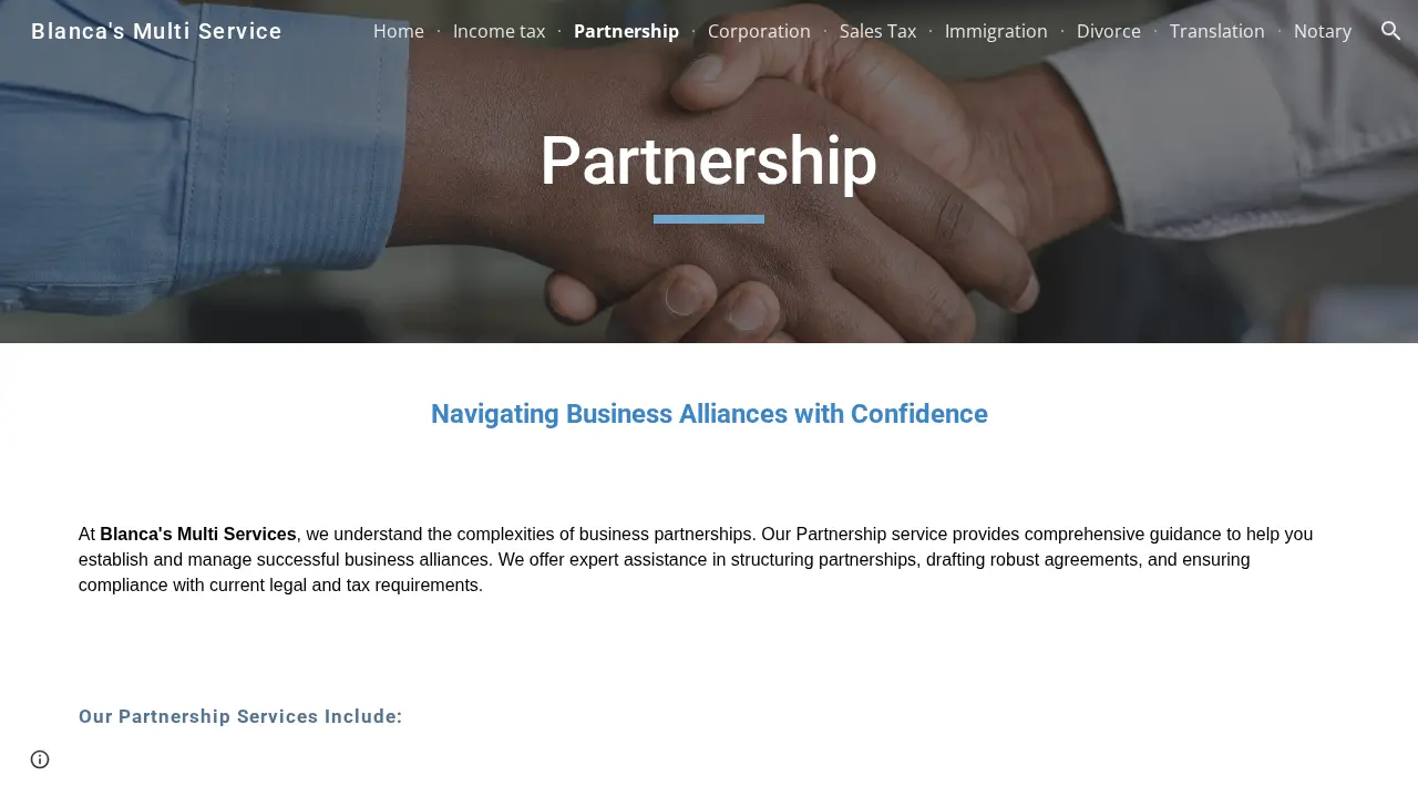 Blanca's Multi Services page
