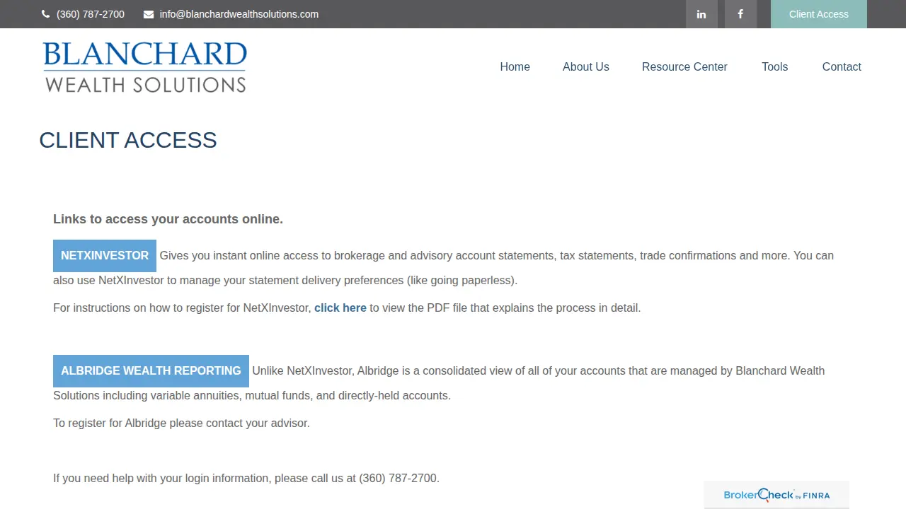 Blanchard Wealth Solutions page