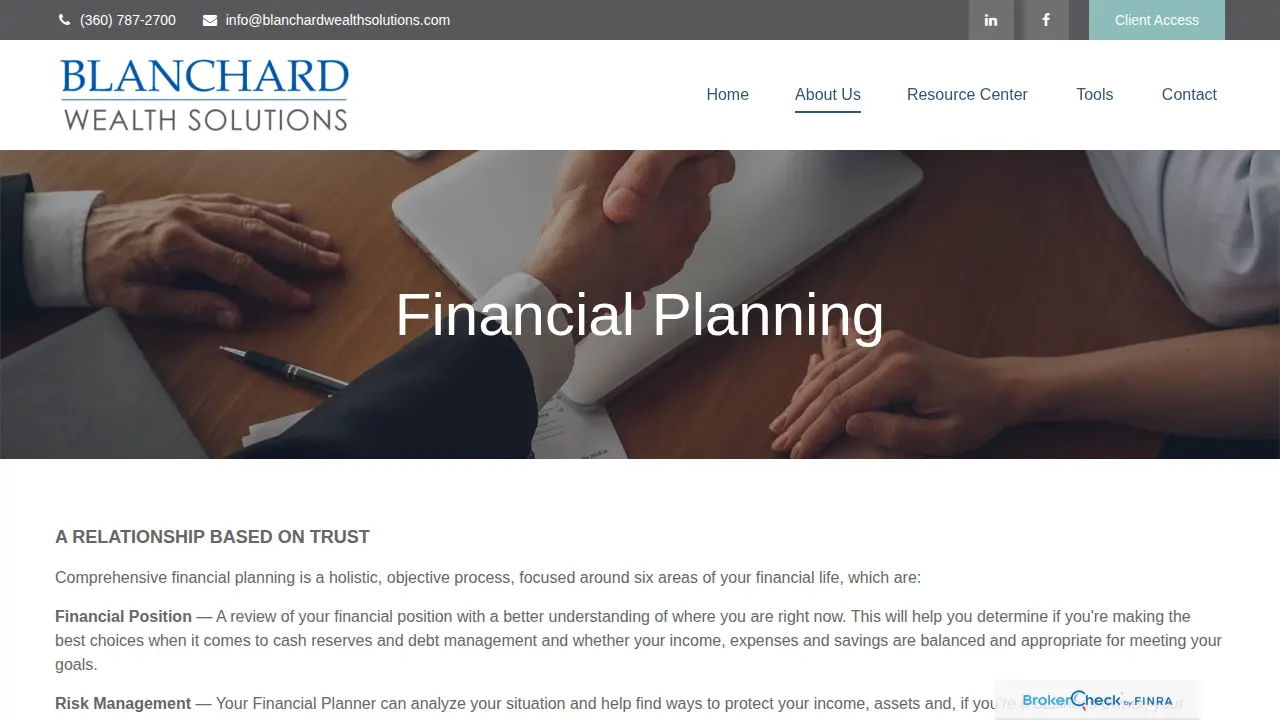 Blanchard Wealth Solutions page