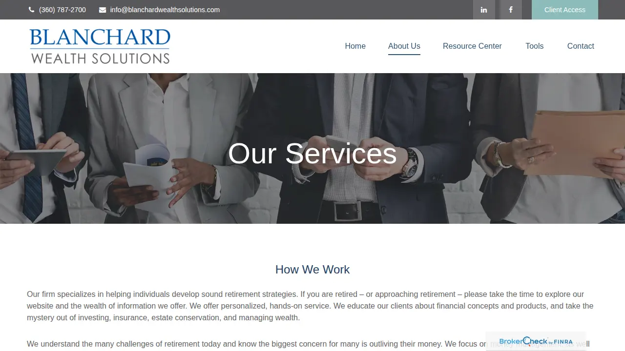 Blanchard Wealth Solutions page