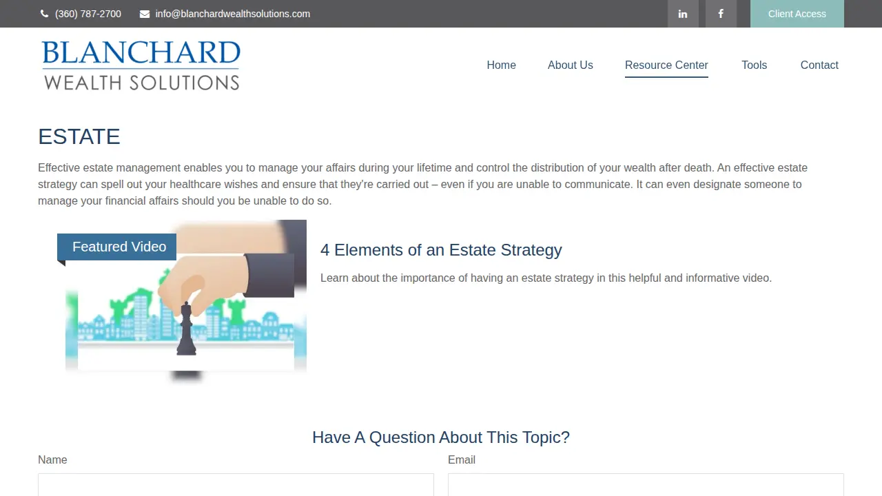 Blanchard Wealth Solutions page