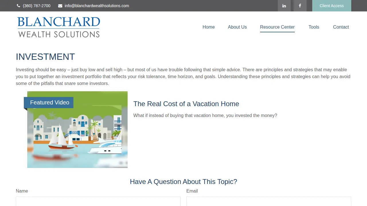 Blanchard Wealth Solutions page