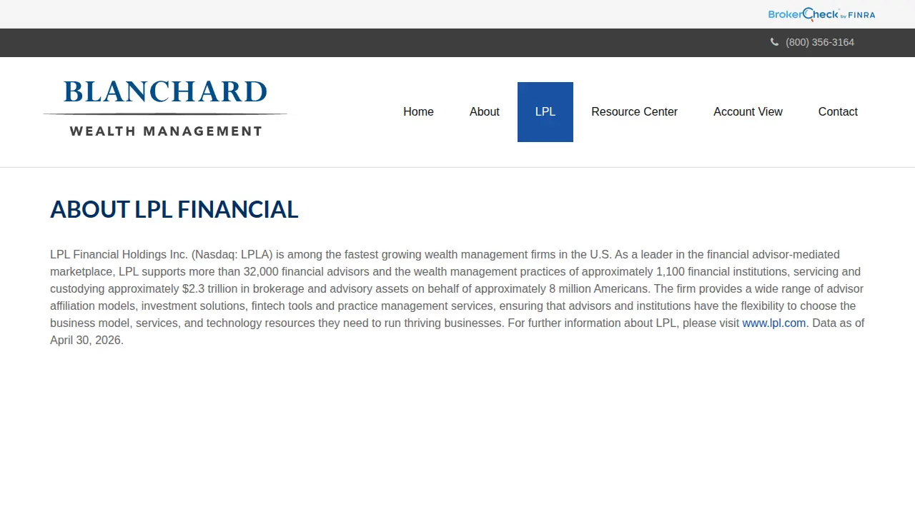 Blanchard Wealth Management page