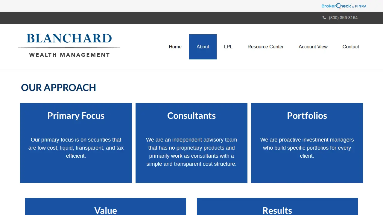 Blanchard Wealth Management page