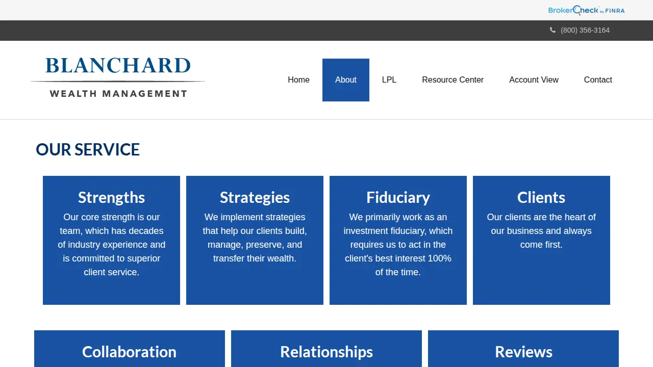 Blanchard Wealth Management page