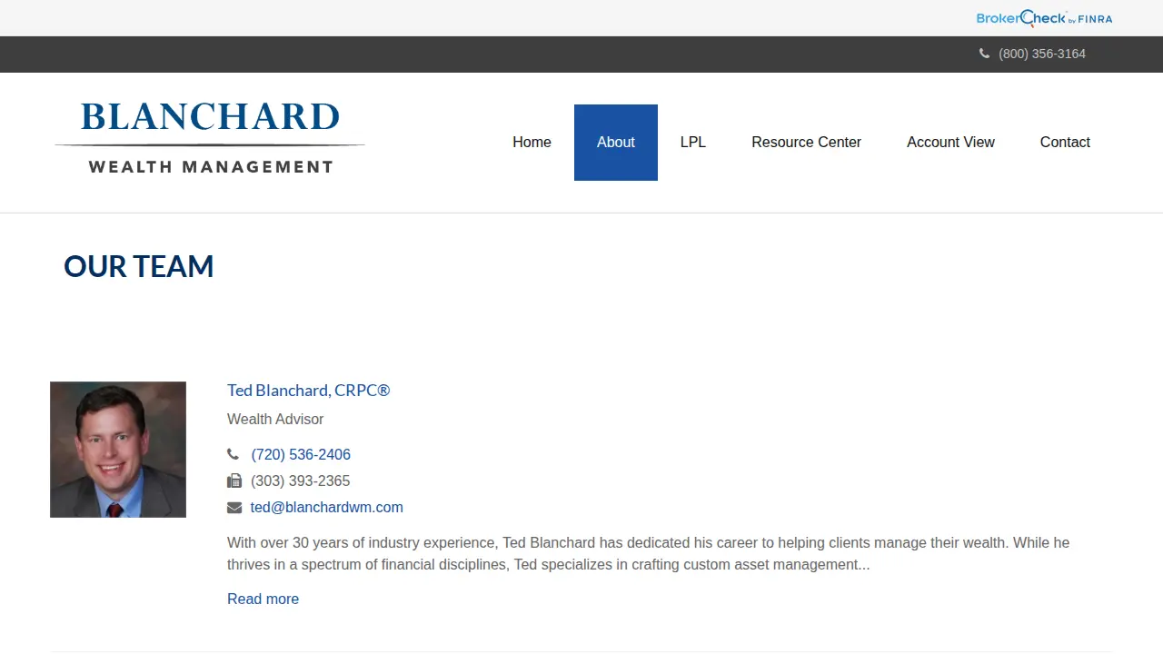Blanchard Wealth Management page