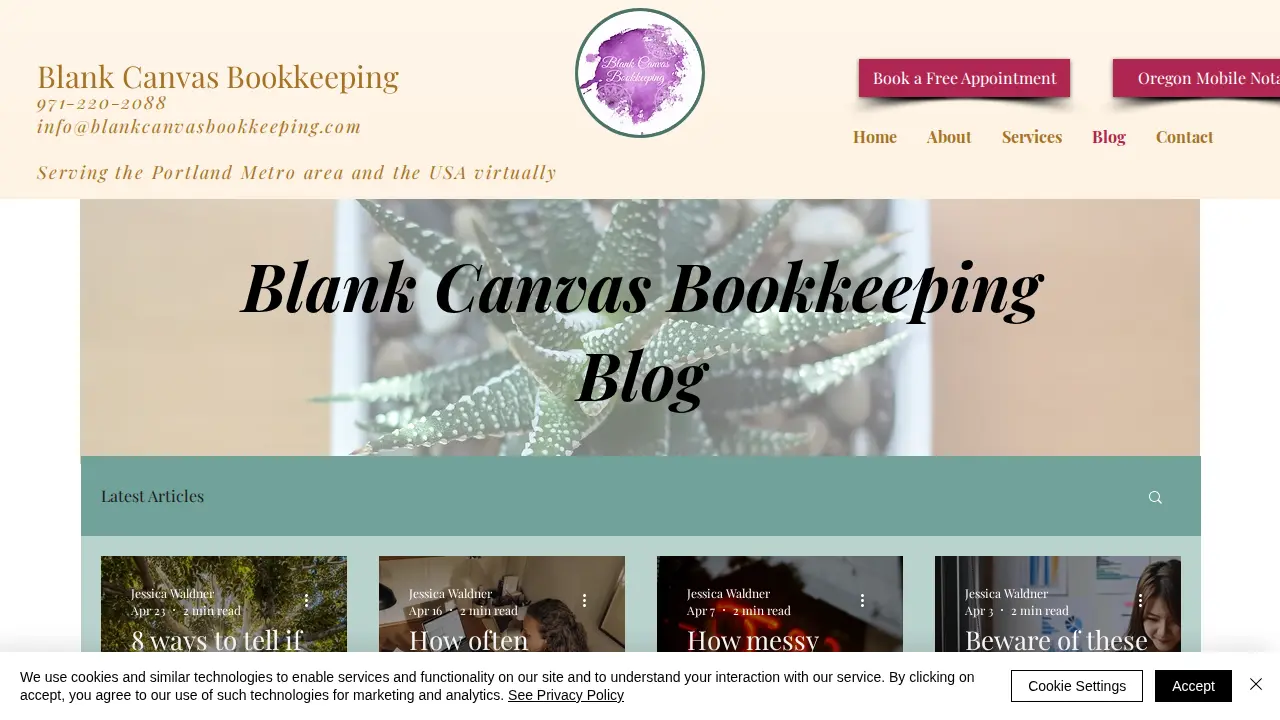 Blank Canvas Bookkeeping page