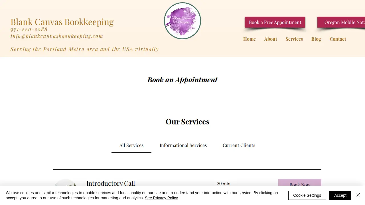 Blank Canvas Bookkeeping page