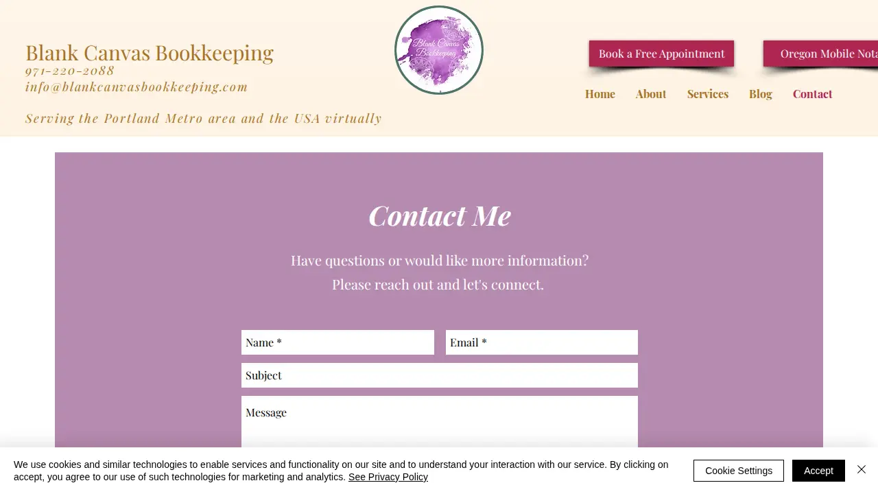 Blank Canvas Bookkeeping page