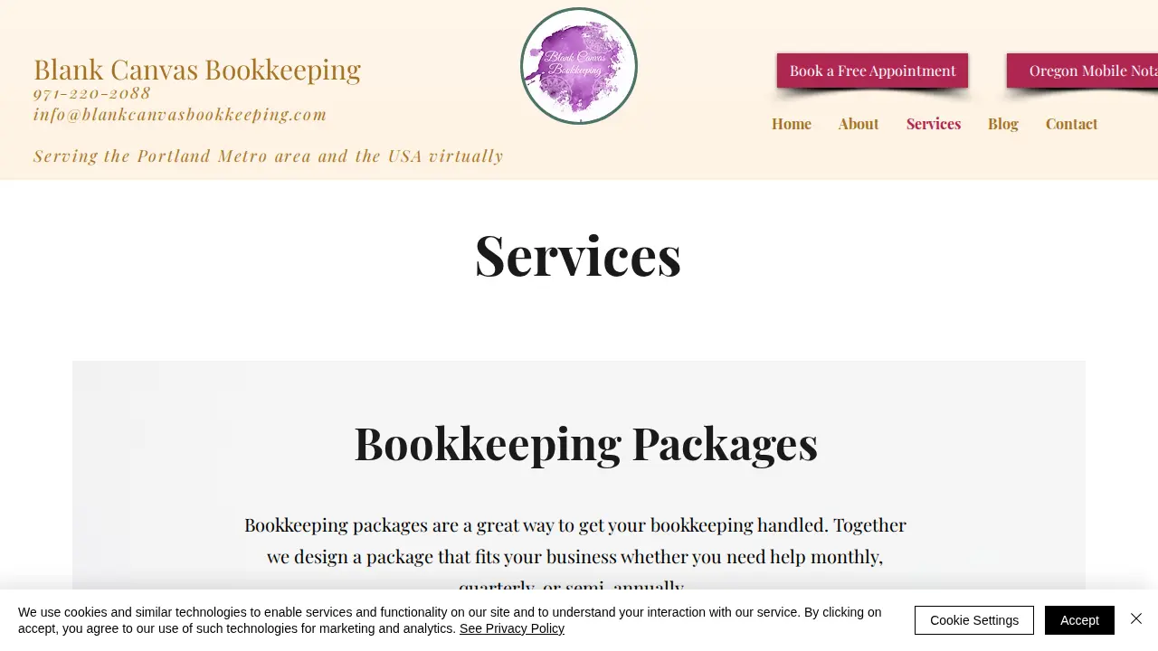 Blank Canvas Bookkeeping page
