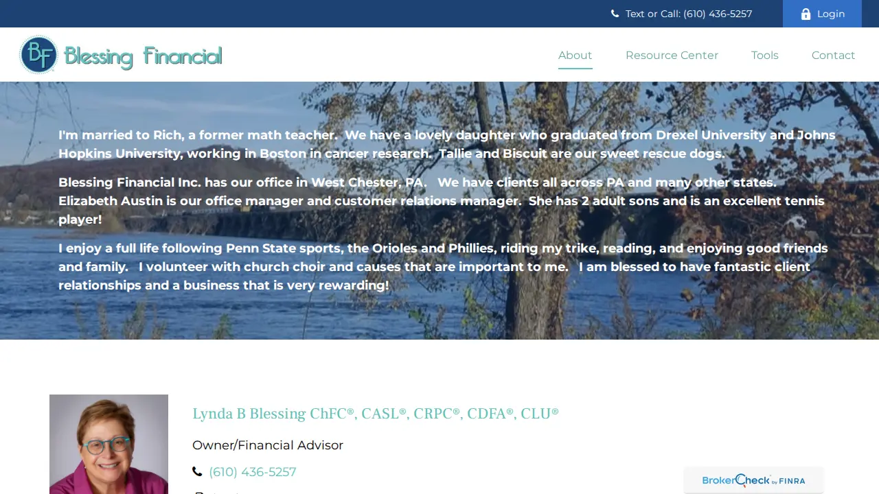 Blessing Financial page