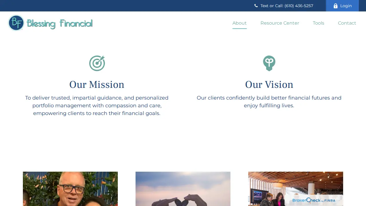 Blessing Financial page