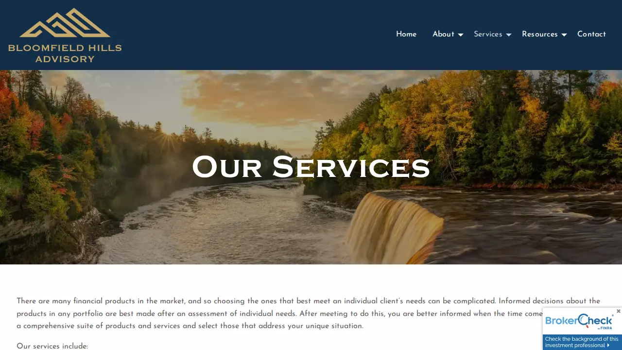 Bloomfield Hills Advisory page