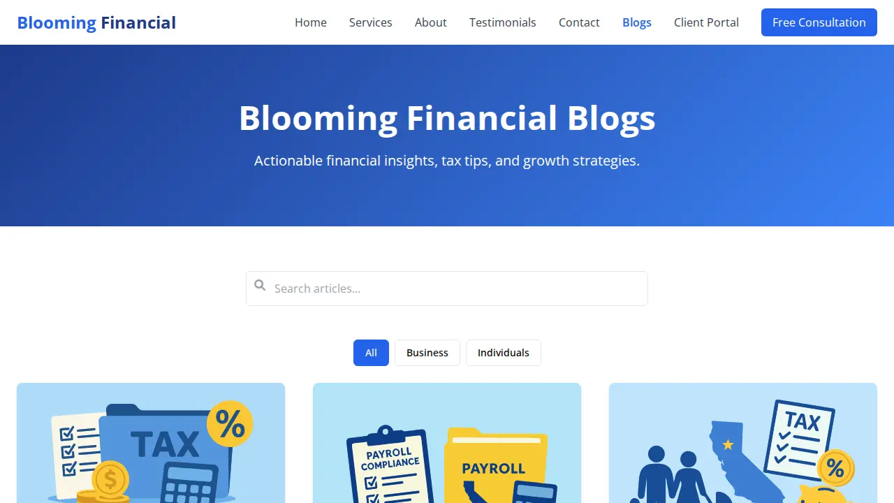 Blooming Financial page