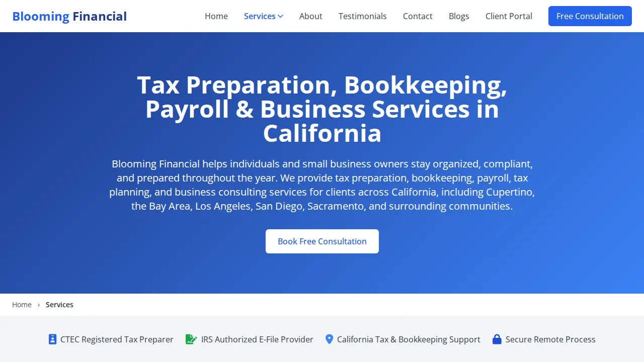 Blooming Financial page