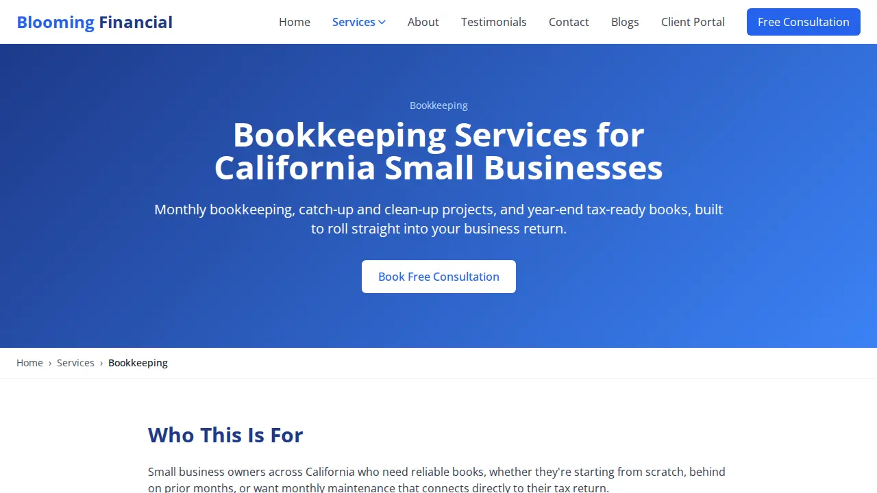 Blooming Financial page