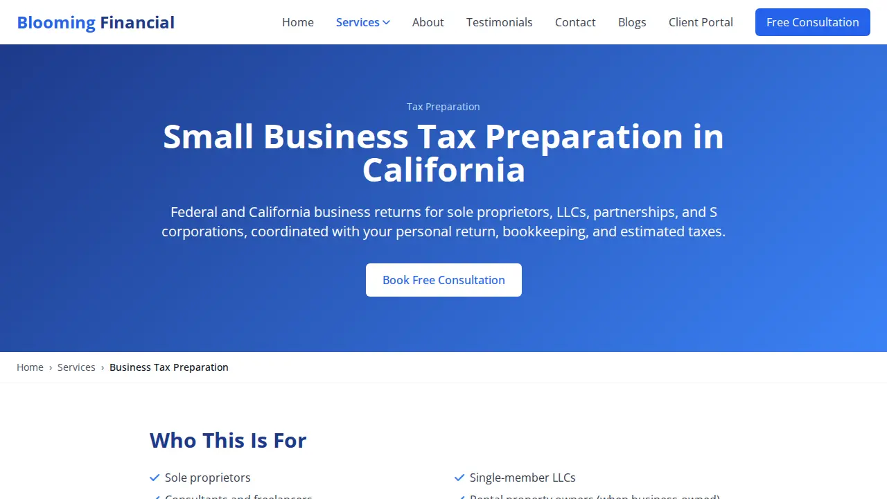 Blooming Financial page