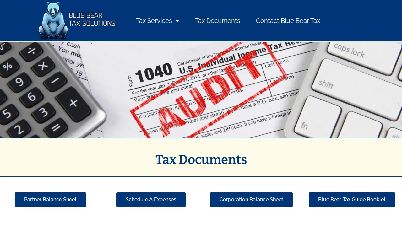 Blue Bear Tax Solutions page
