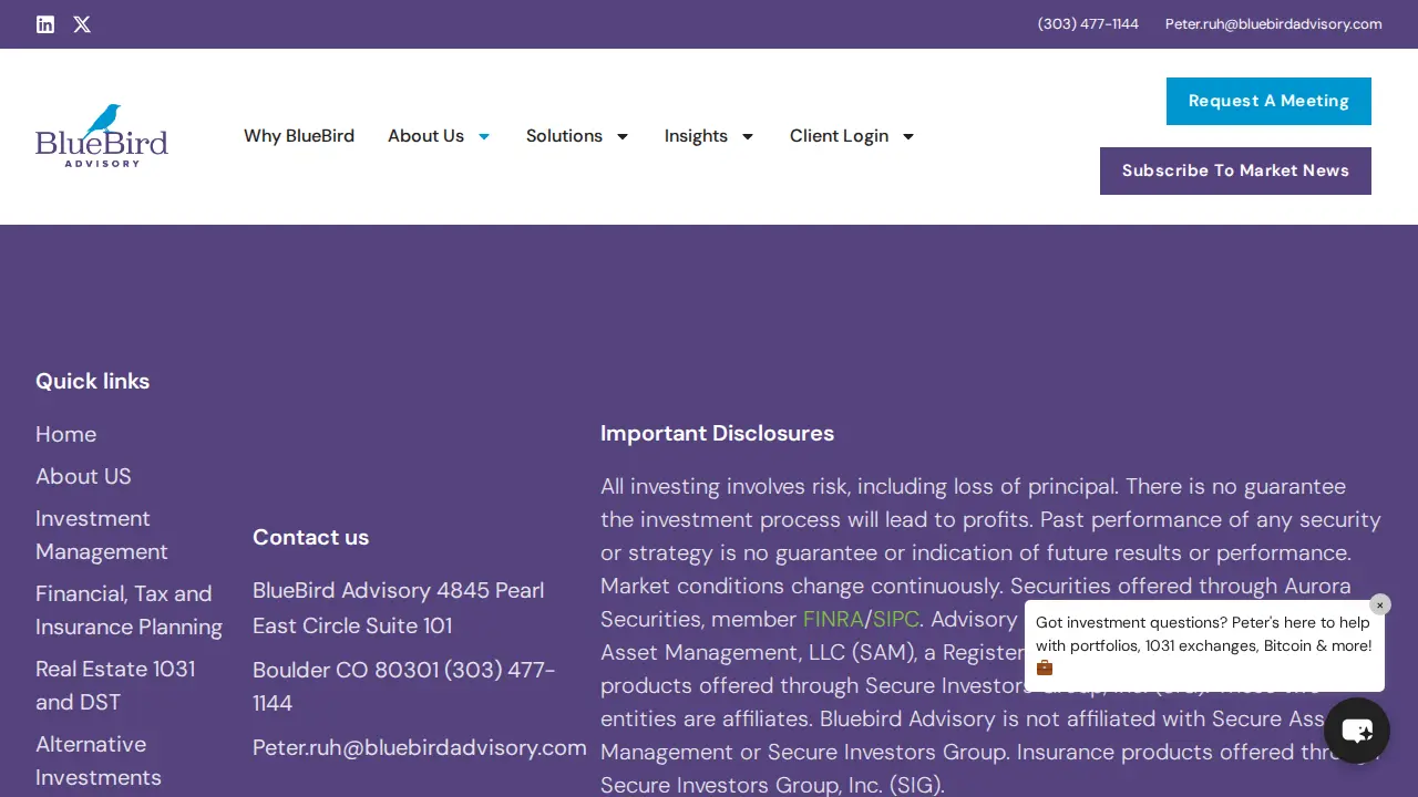 BlueBird Advisory page