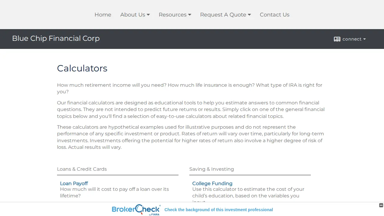 Blue Chip Financial Corp. page